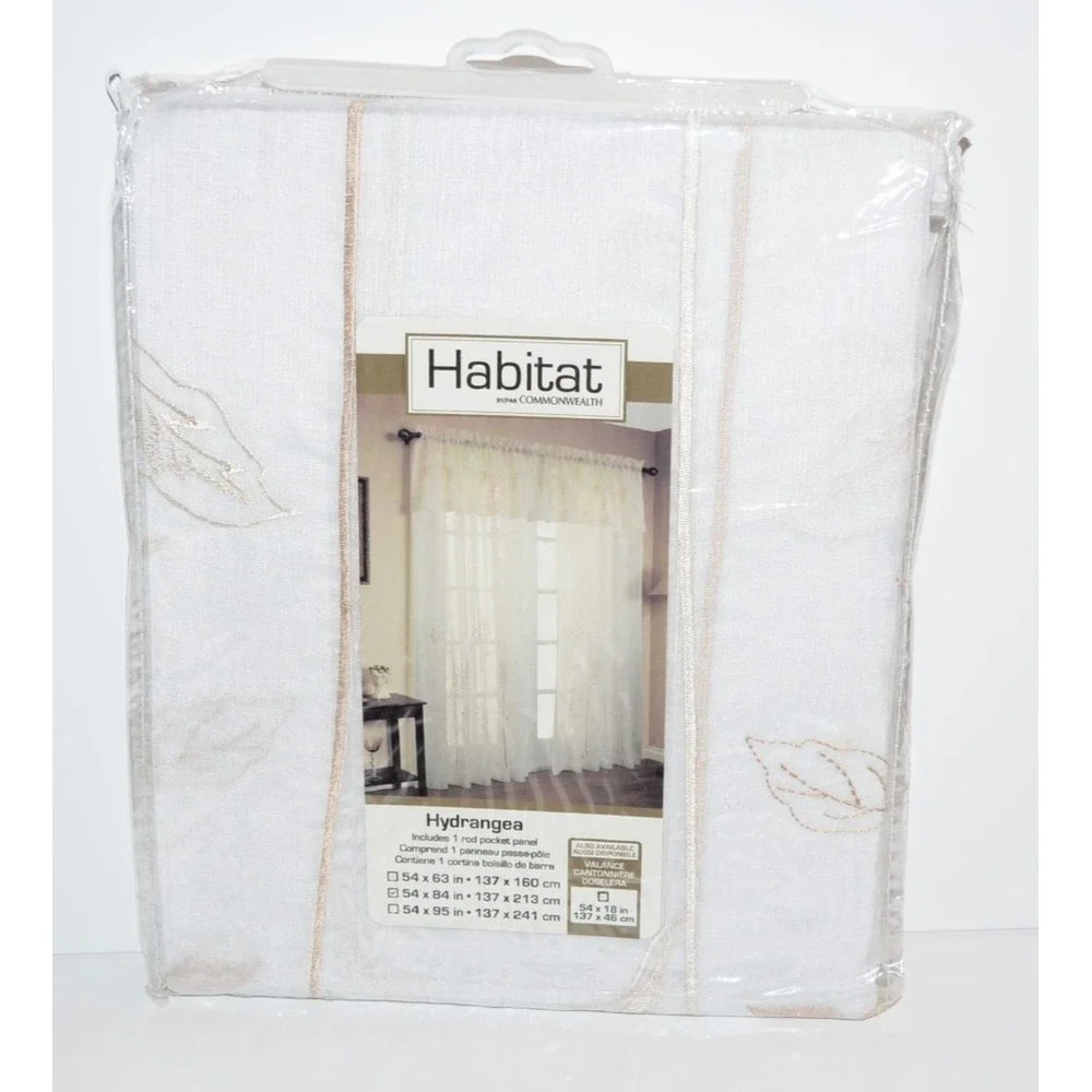 Habitat Hydrangea Rod Pocket Curtain Panel Window 54 x 84 in White New 1 panel